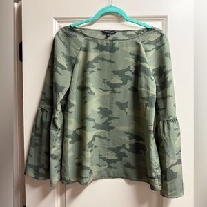 Banana Republic Green Camouflage Long Sleeve Top